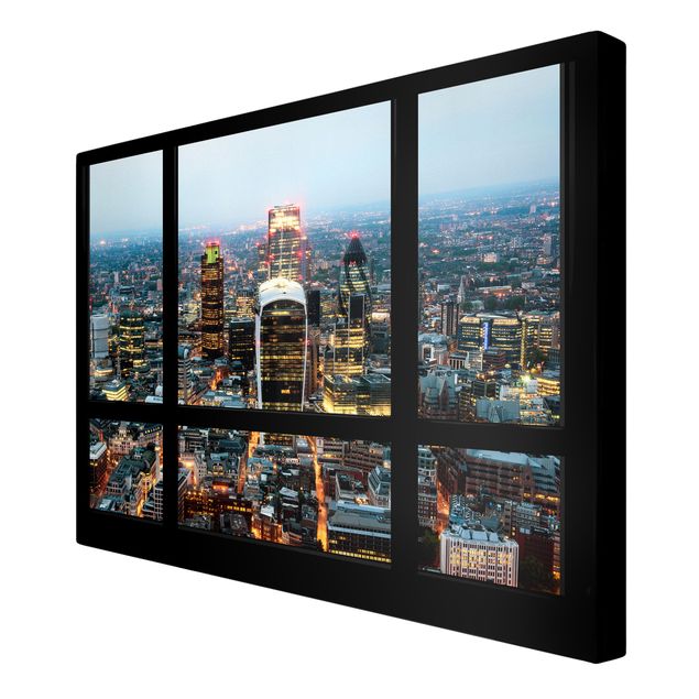 Quadri su tela Vista dalla finestra dello Skyline di Londra illuminato