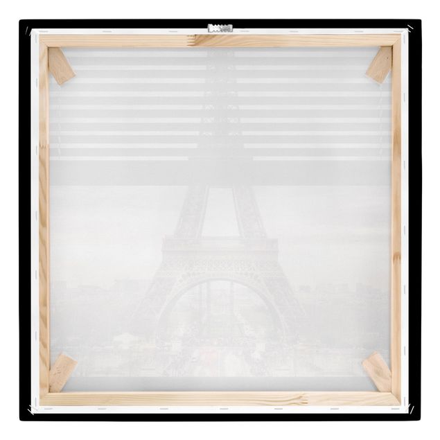 Stampa su tela - Window Blinds View - Eiffel Tower Paris - Quadrato 1:1