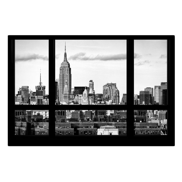 Riproduzioni di Philippe Hugonnard Finestra Skyline di Manhattan in bianco e nero