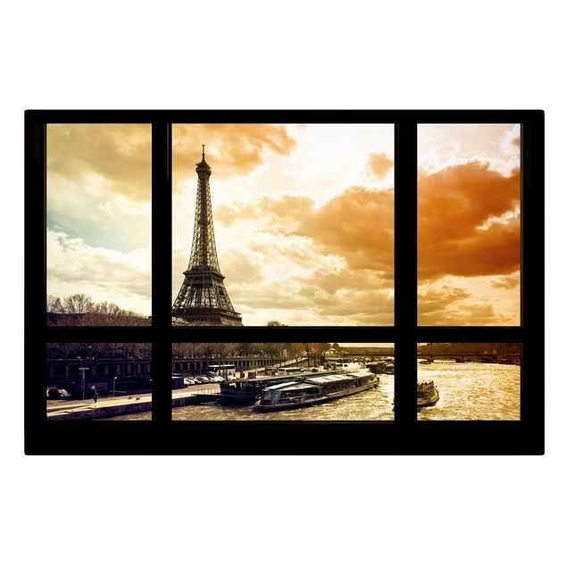 Riproduzioni di Philippe Hugonnard Vista dalla finestra - Parigi Torre Eiffel al tramonto