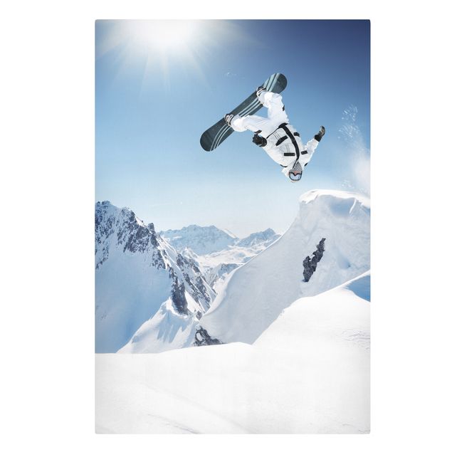Stampa su tela Flying snowboarder - Verticale 2:3