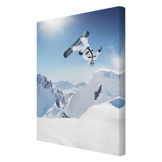 Stampa su tela Flying snowboarder - Verticale 2:3