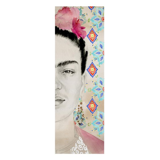 Stampa su tela - Frida Con Fiori Rosa I - Pannello