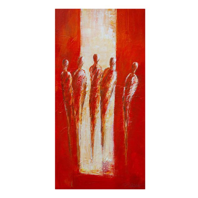 Abstrakte Malerei Cinque figure in rosso 02