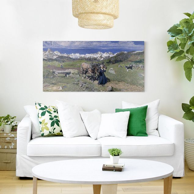 Riproduzioni su tela quadri famosi Giovanni Segantini - Primavera sulle Alpi