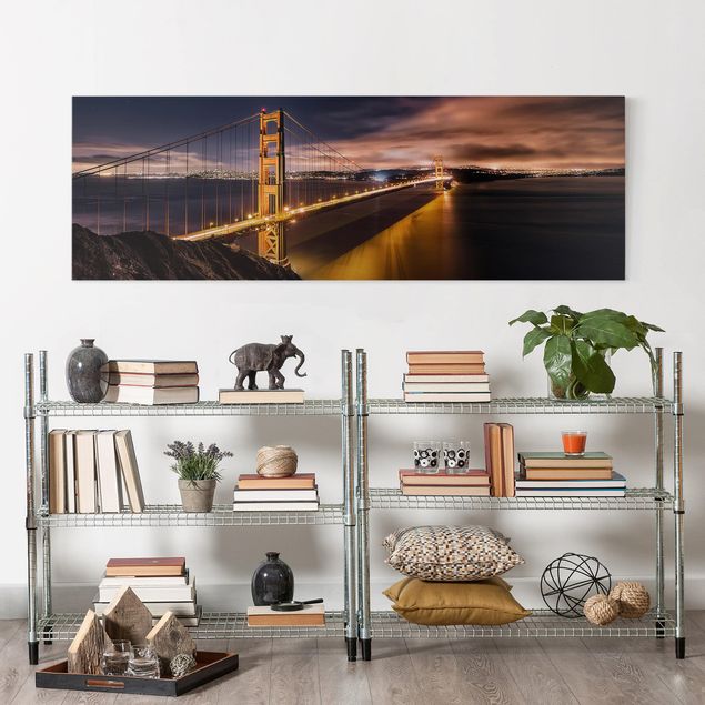 Quadri moderni per soggiorno Golden Gate alle stelle