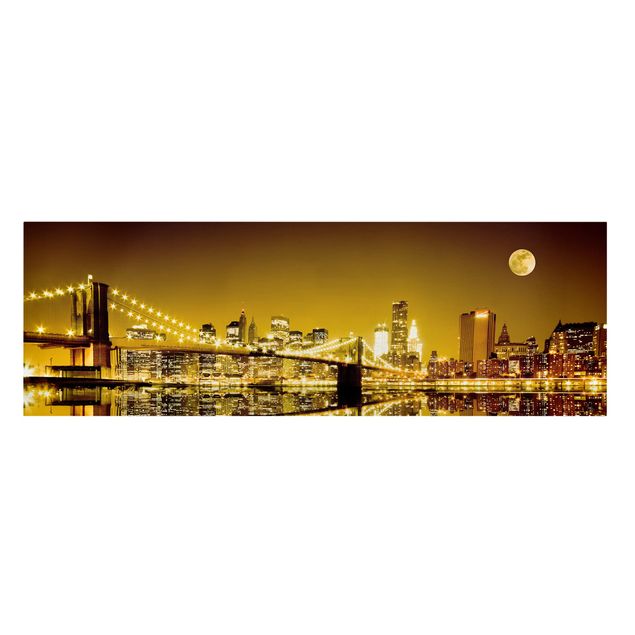 Stampa su tela - Golden New York - Panoramico