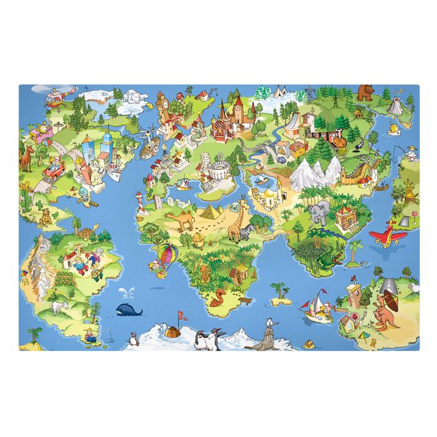 Stampa su tela - Great and funny world map - Orizzontale 3:2