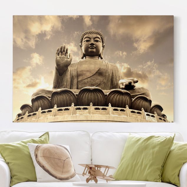 Stampe su tela vintage Grande Buddha in seppia