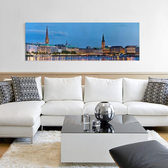 Quadri moderni per soggiorno Skyline di Amburgo