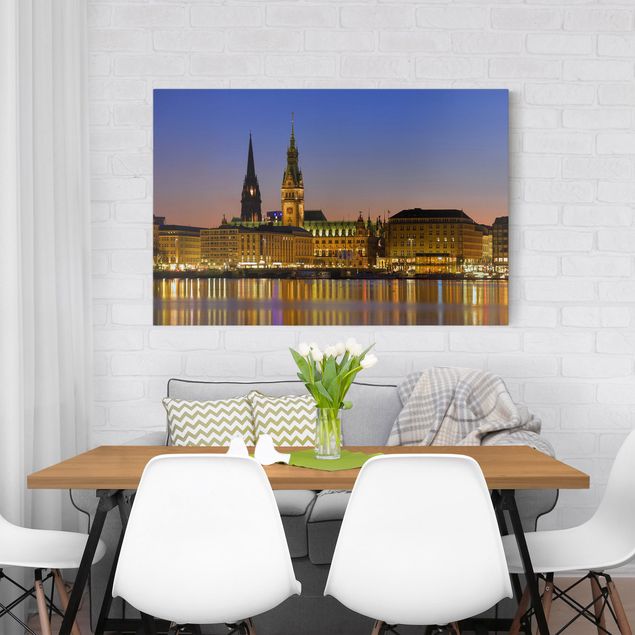 Quadri moderni per soggiorno Panorama di Amburgo