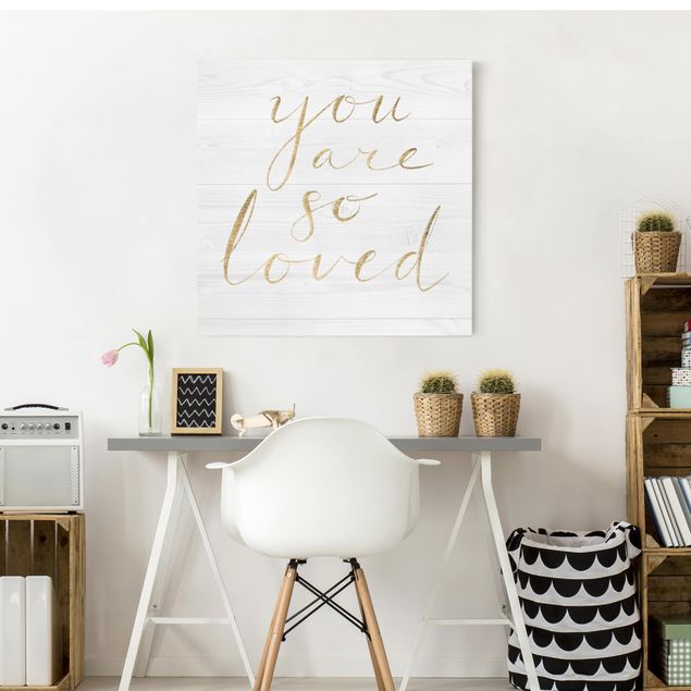 Stampa su tela - Wooden Wall White - Loved - Quadrato 1:1