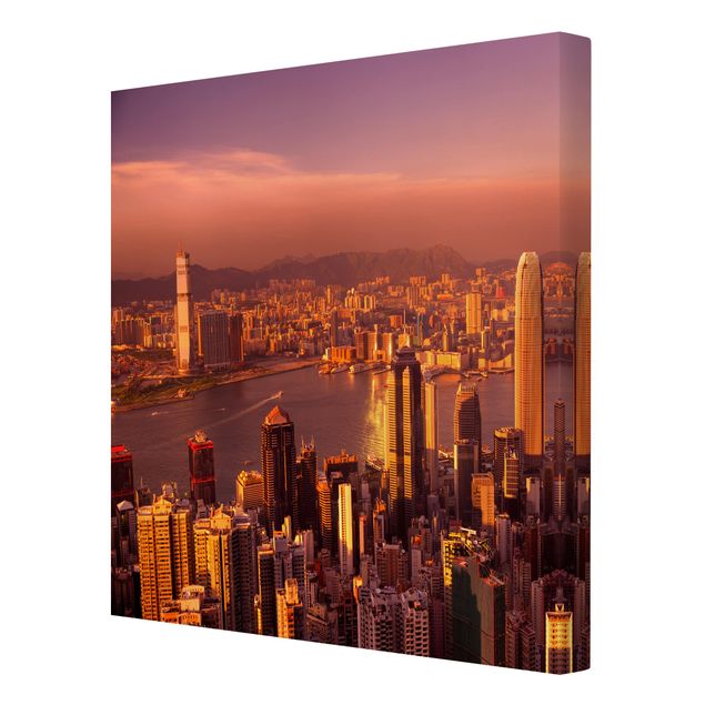 Stampa su tela - Hong Kong Sunset - Quadrato 1:1