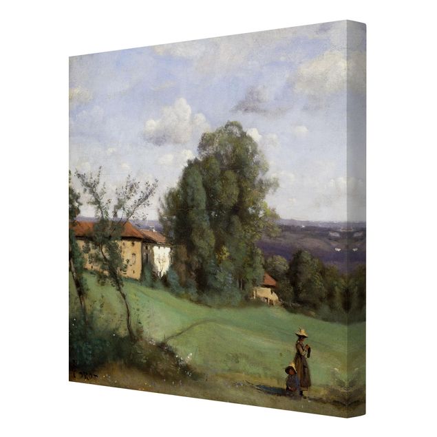 Stampa su tela - Jean-Baptiste Camille Corot - A Farm in Dardagny - Quadrato 1:1