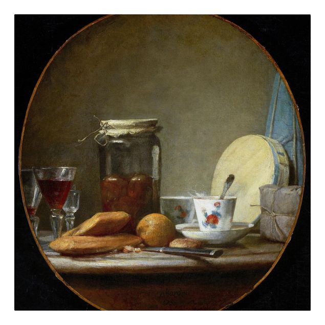 Stampe su tela Jean-Baptiste Siméon Chardin - Barattolo di albicocche