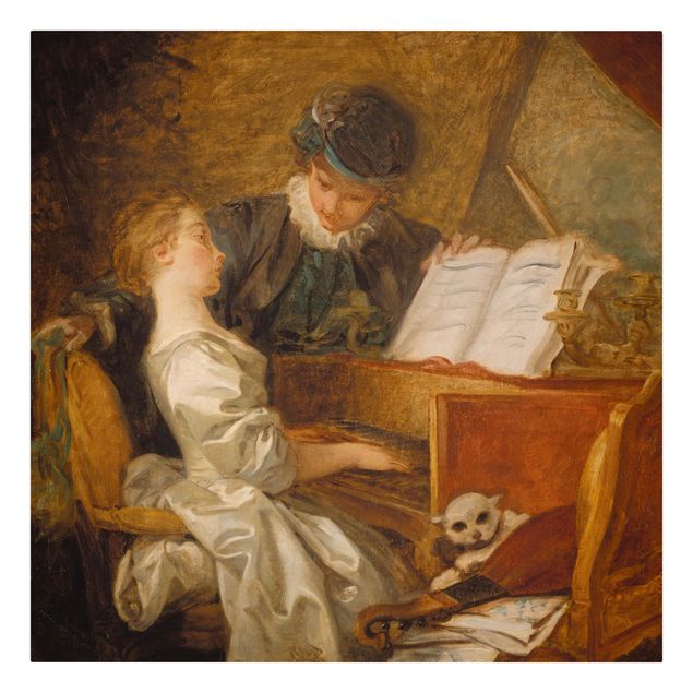 Stampa su tela - Jean Honoré Fragonard - The Piano Lesson - Quadrato 1:1