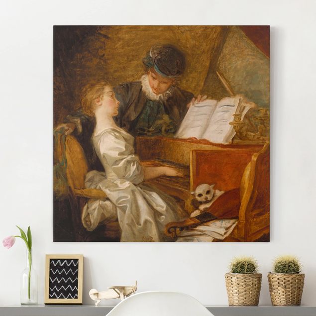 Riproduzioni su tela quadri famosi Jean Honoré Fragonard - Lezione di pianoforte