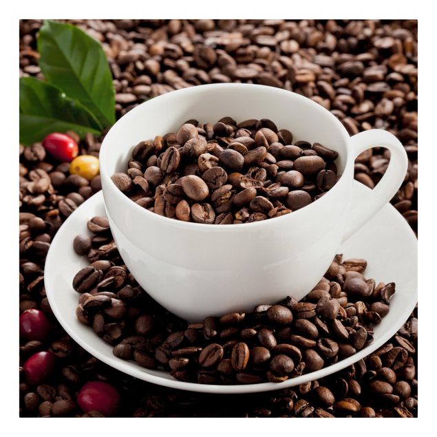 Stampa su tela - Coffee Cup With Roasted Coffee Beans - Orizzontale 3:2
