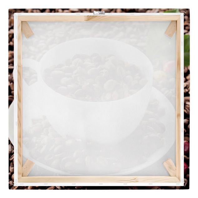 Stampa su tela - Coffee Cup With Roasted Coffee Beans - Quadrato 1:1