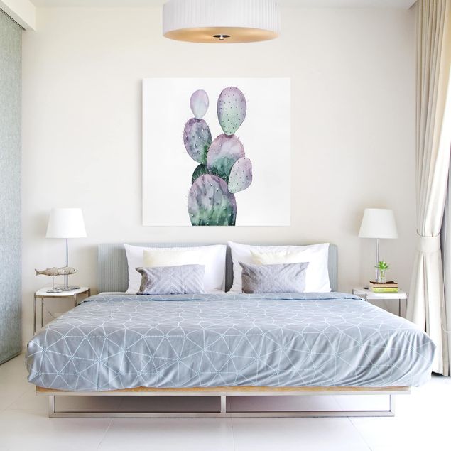 Quadri moderni per soggiorno Cactus in viola II