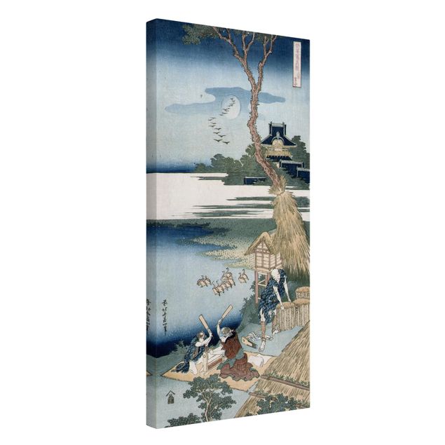 Stampa su tela Katsushika Hokusai - Un contadino che attraversa un ponte