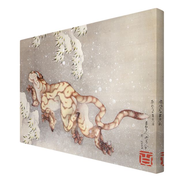 Quadri moderni per soggiorno Katsushika Hokusai - Tigre nella tempesta di neve