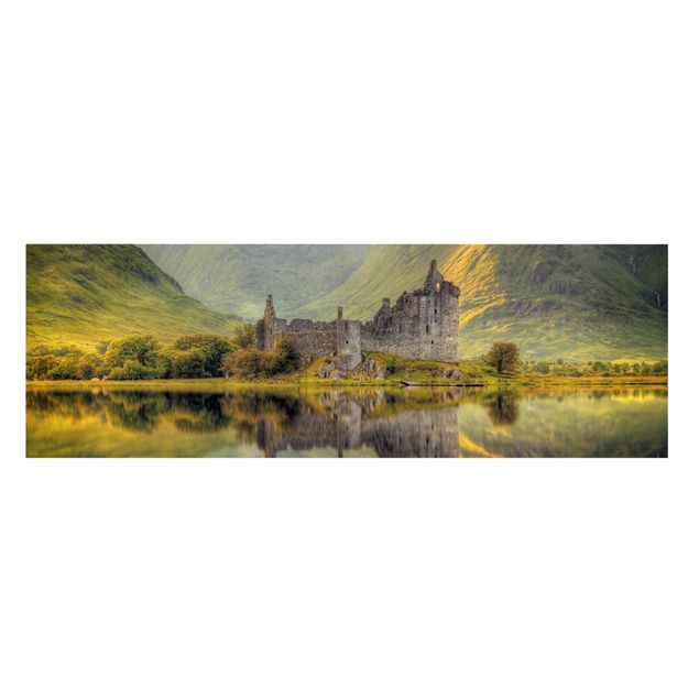 Stampa su tela - Kilchurn Castello in Scozia - Panoramico
