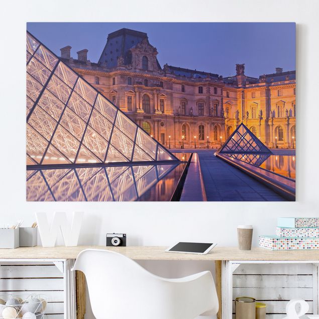 Stampe su tela città Louvre Parigi di notte
