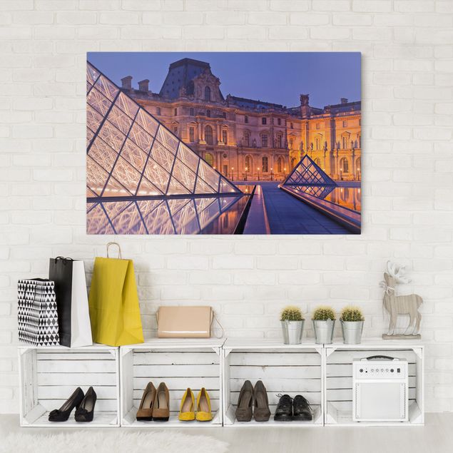 Quadri moderni per soggiorno Louvre Parigi di notte