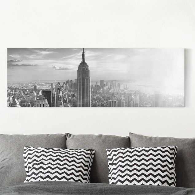 Stampa su tela bianco e nero Skyline di Manhattan