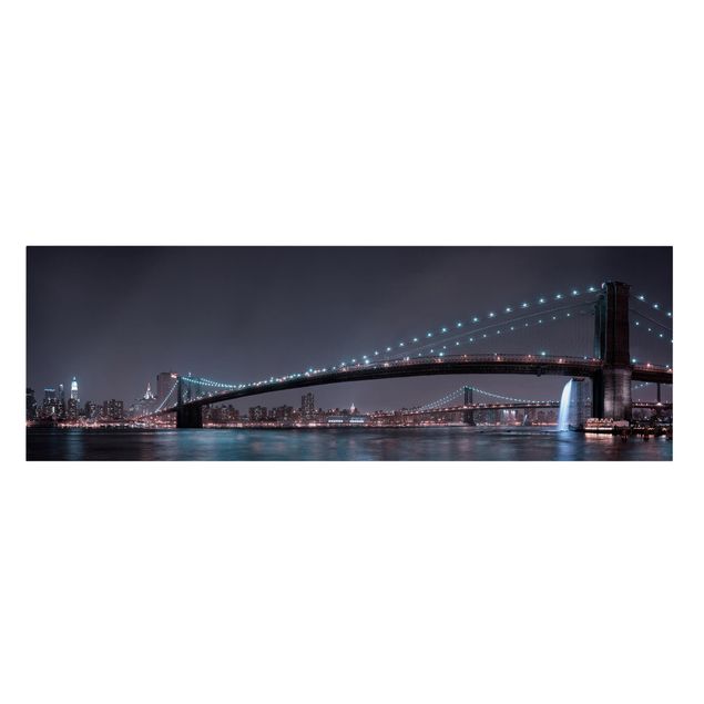 Stampa su tela - Manhattan Skyline e Brooklyn Bridge - Panoramico
