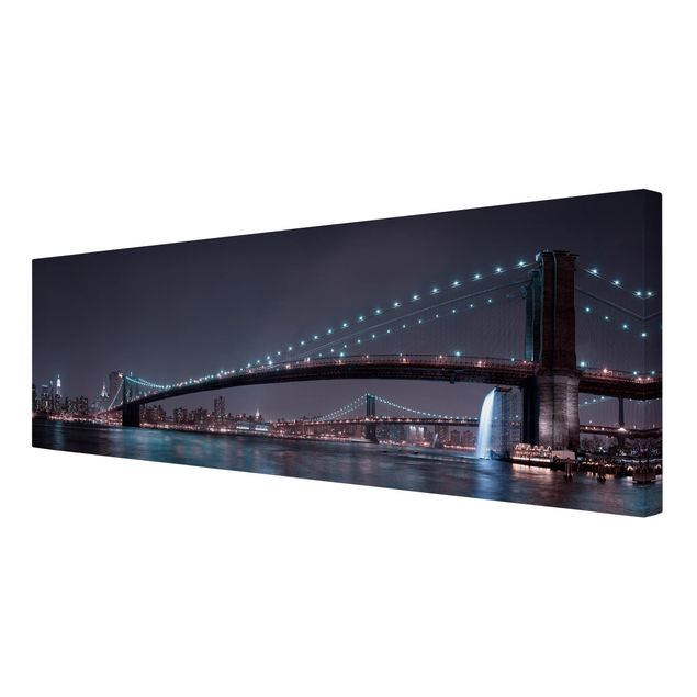 Stampa su tela - Manhattan Skyline e Brooklyn Bridge - Panoramico
