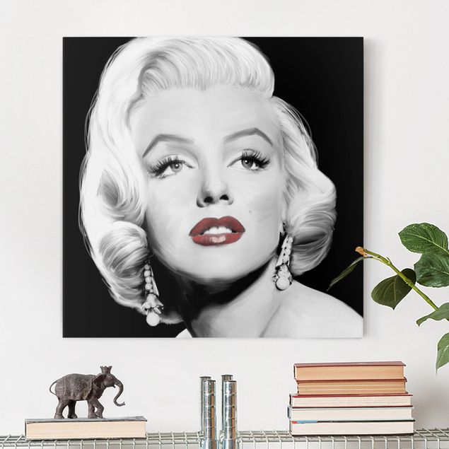 Stampa su tela vintage Marilyn con gli orecchini