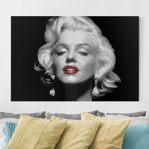 Tele bianco e nero Marilyn con le labbra rosse