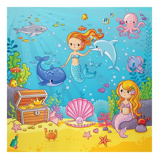 Stampa su tela - Mermaid - Underwater World - Quadrato 1:1