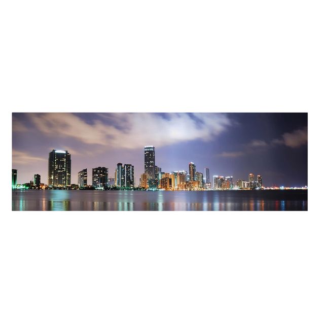 Stampa su tela - Miami At Night - Panoramico