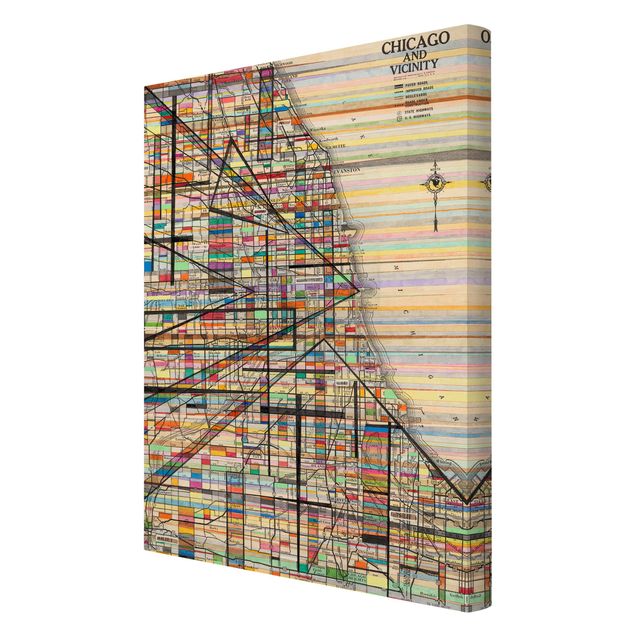 Stampa su tela - Moderna mappa di Chicago - Verticale 2:3
