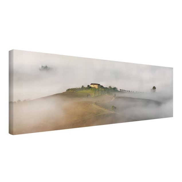 Stampa su tela - Nebbia Mattutina in Toscana - Panoramico
