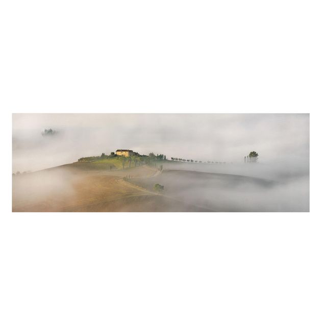Stampa su tela - Nebbia Mattutina in Toscana - Panoramico