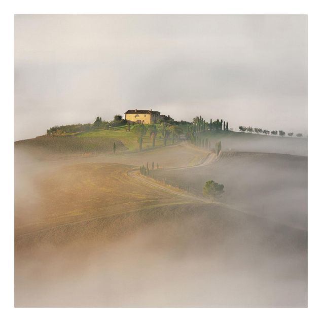 Stampa su tela - Nebbia Mattutina in Toscana - Quadrato 1:1
