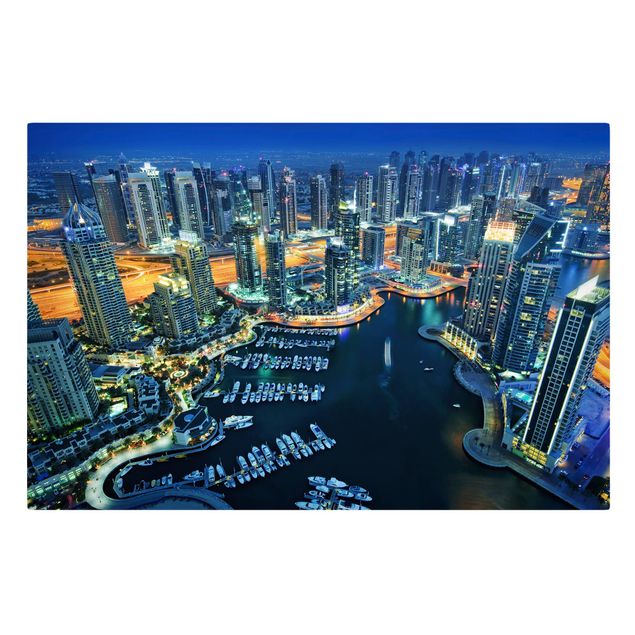 Stampa su tela Dubai Marina di notte
