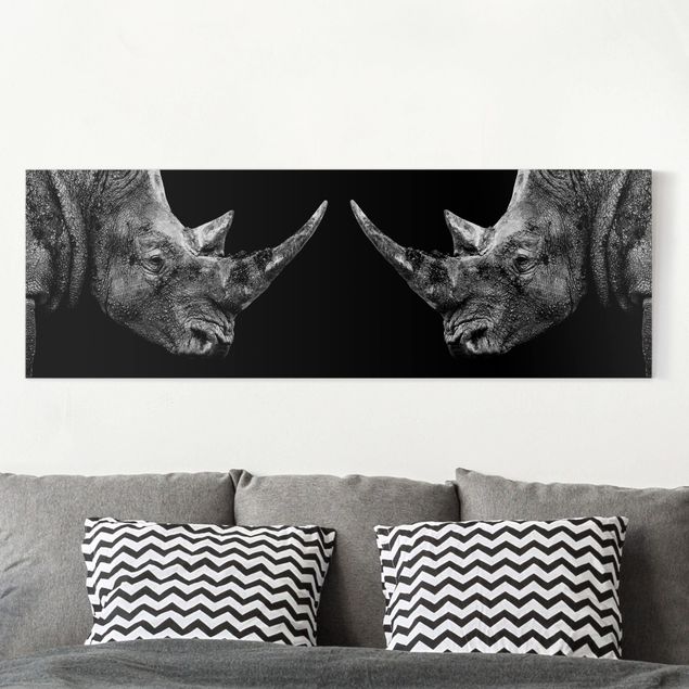 stampe animali Duello di rinoceronti
