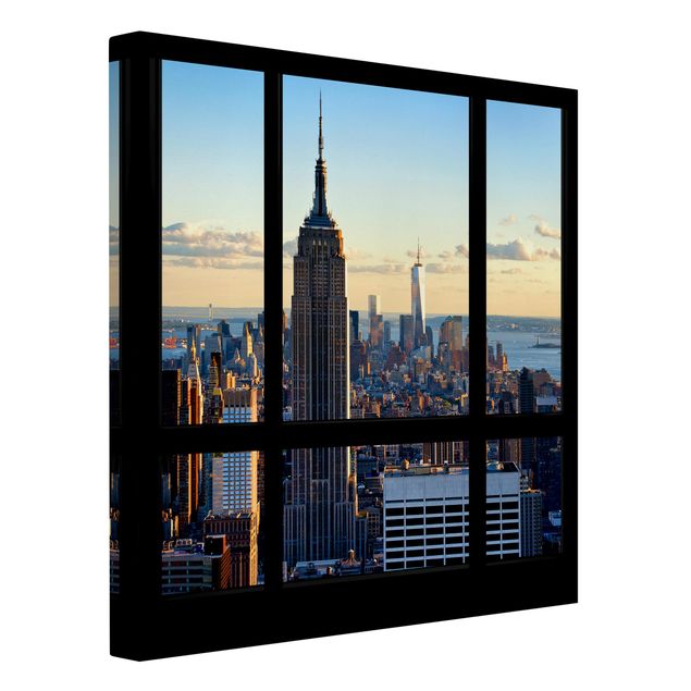 Quadri moderni per soggiorno Finestra di New York vista sull'Empire State Building
