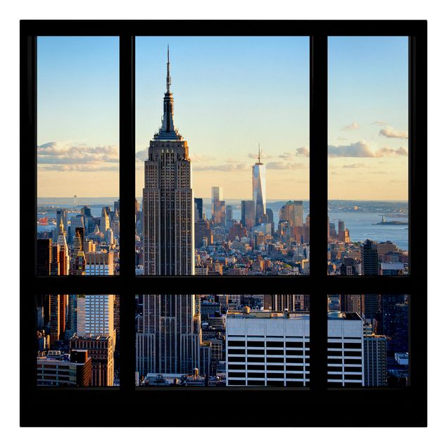 Philippe Hugonnard quadri Finestra di New York vista sull'Empire State Building