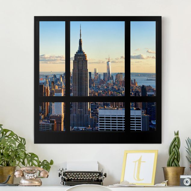 Quadri su tela New York Finestra di New York vista sull'Empire State Building