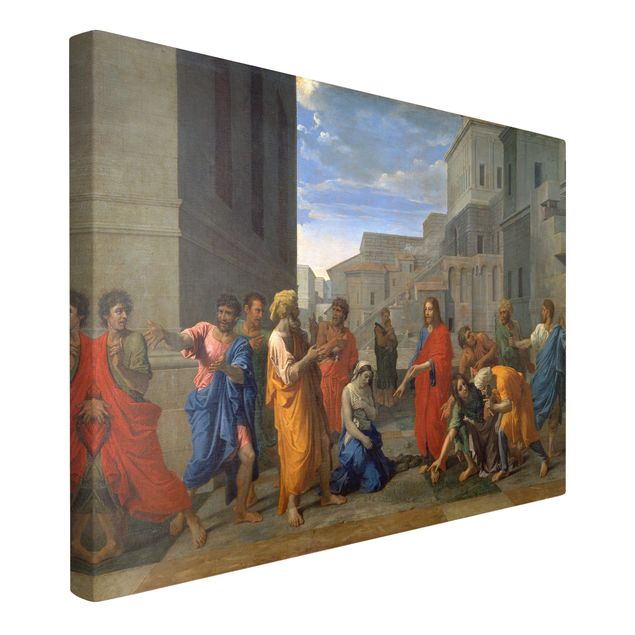 Quadri moderni per soggiorno Nicolas Poussin - Cristo e la donna presa in adulterio