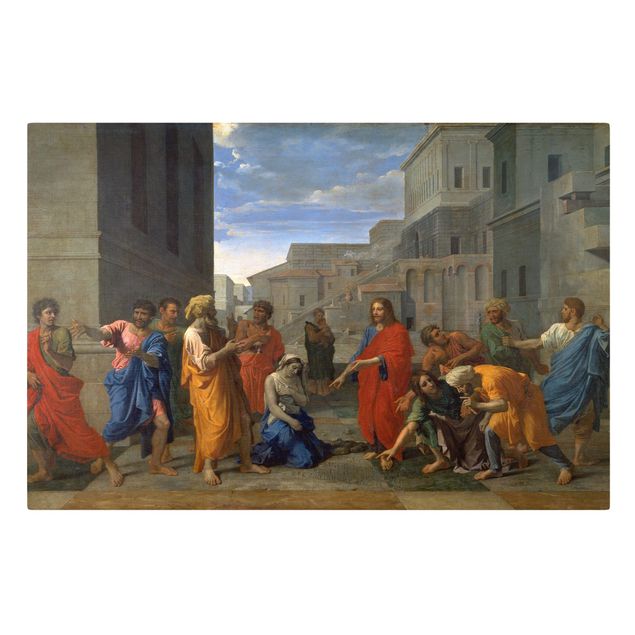 Riproduzioni di Nicolas Poussin Nicolas Poussin - Cristo e la donna presa in adulterio