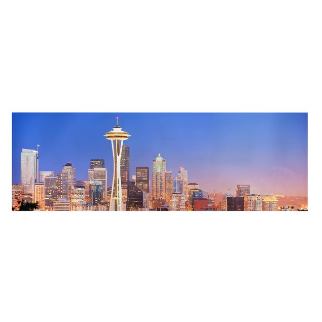 Stampa su tela - Nightlife Of Seattle - Panoramico