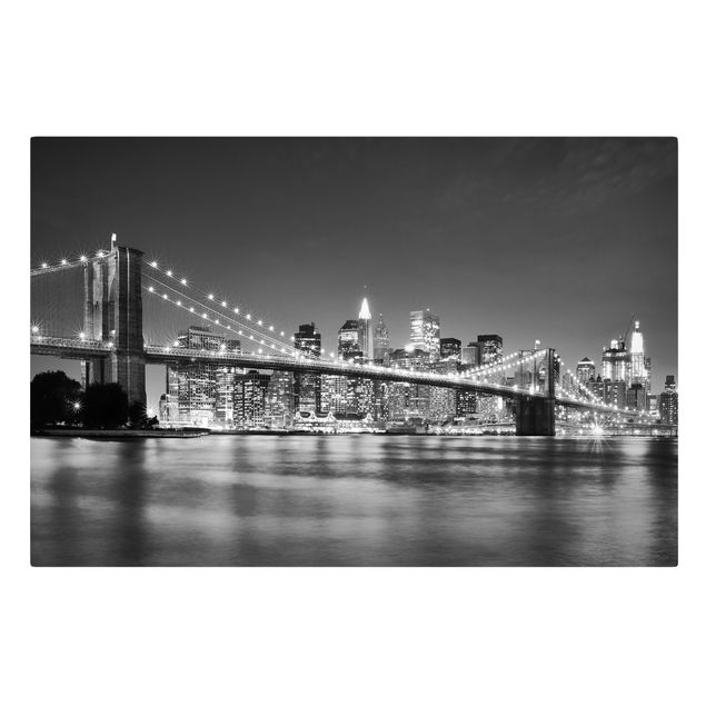 Quadri su tela Ponte di Manhattan di notte II