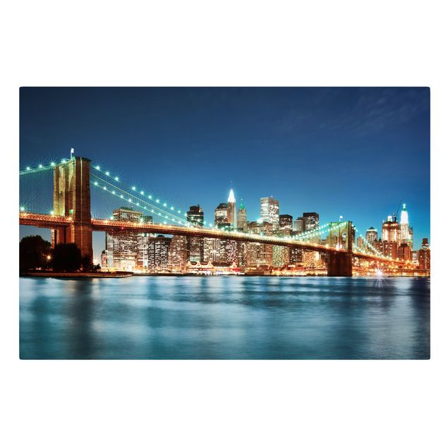 Stampa su tela - Nighttime Manhattan Bridge - Orizzontale 3:2